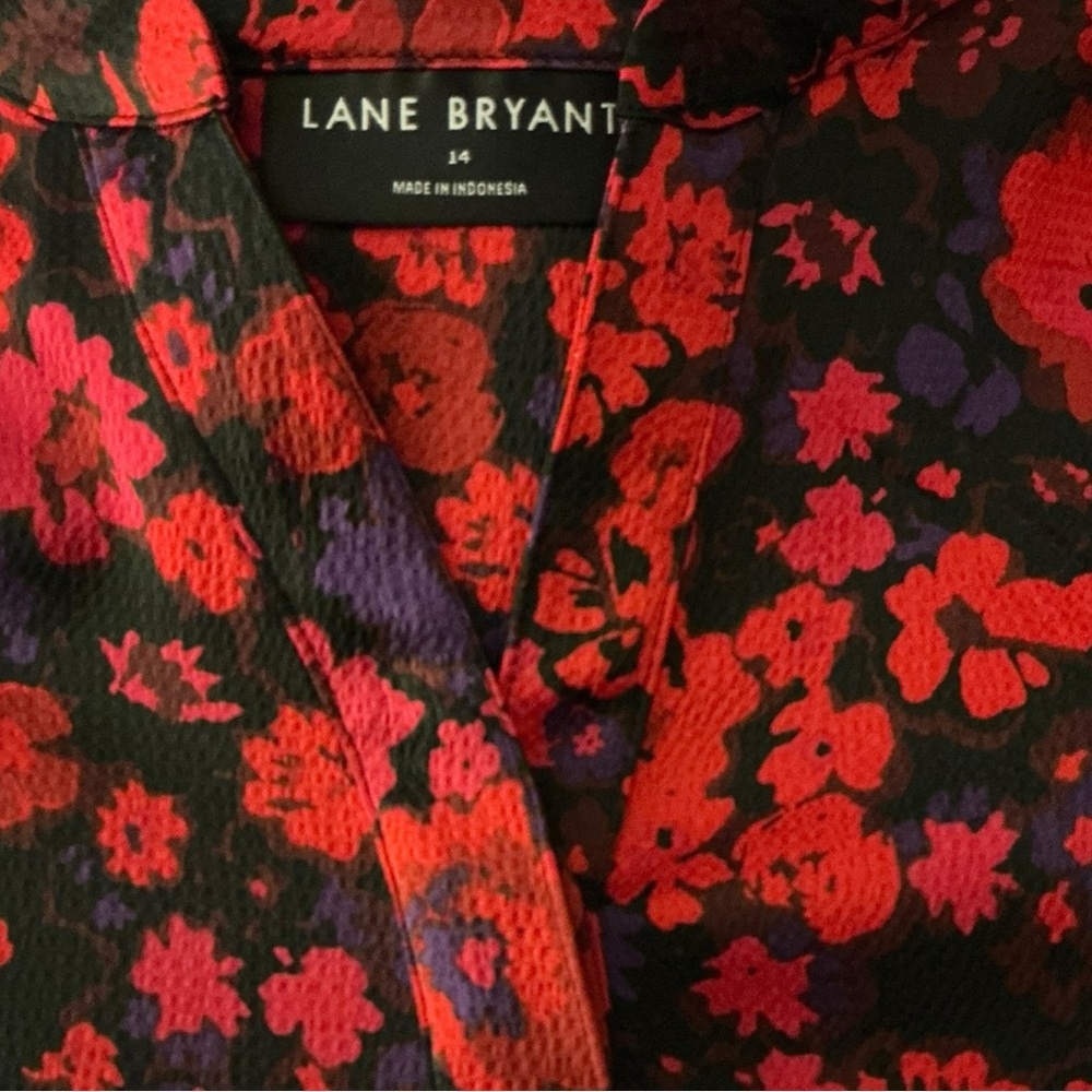 Lane Bryant Red & Purple Floral Blouse Size 14 - Picture 6 of 7